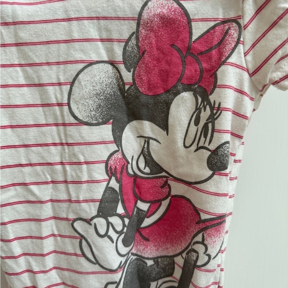 Disney Baby Okie Dokie 12M Girls Pink Striped Mini Mouse Short Sleeve Onesie - Picture 2 of 4